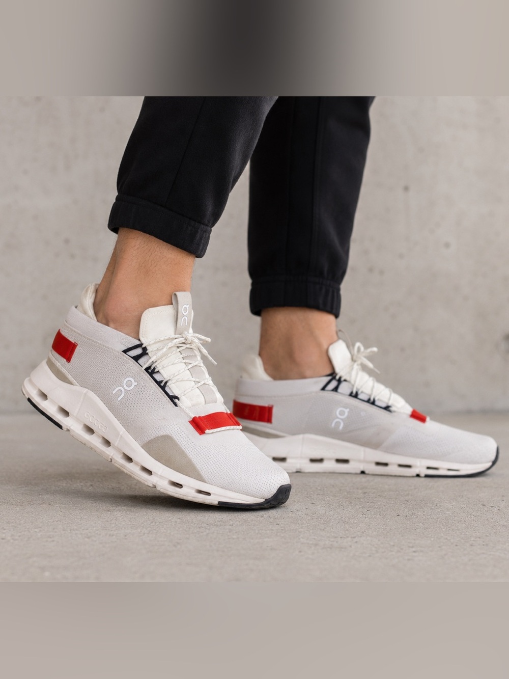 On Running Cloudnova White Red Sneakers Men’s 11.5 EU 46 Athletic Running Shoes